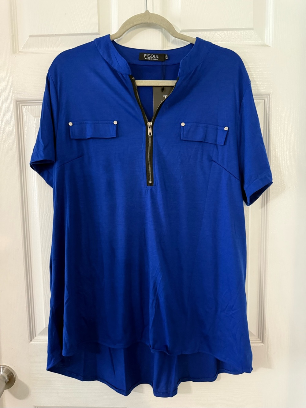 Women’s  Royal Blue Short Sleeve Zip Polo